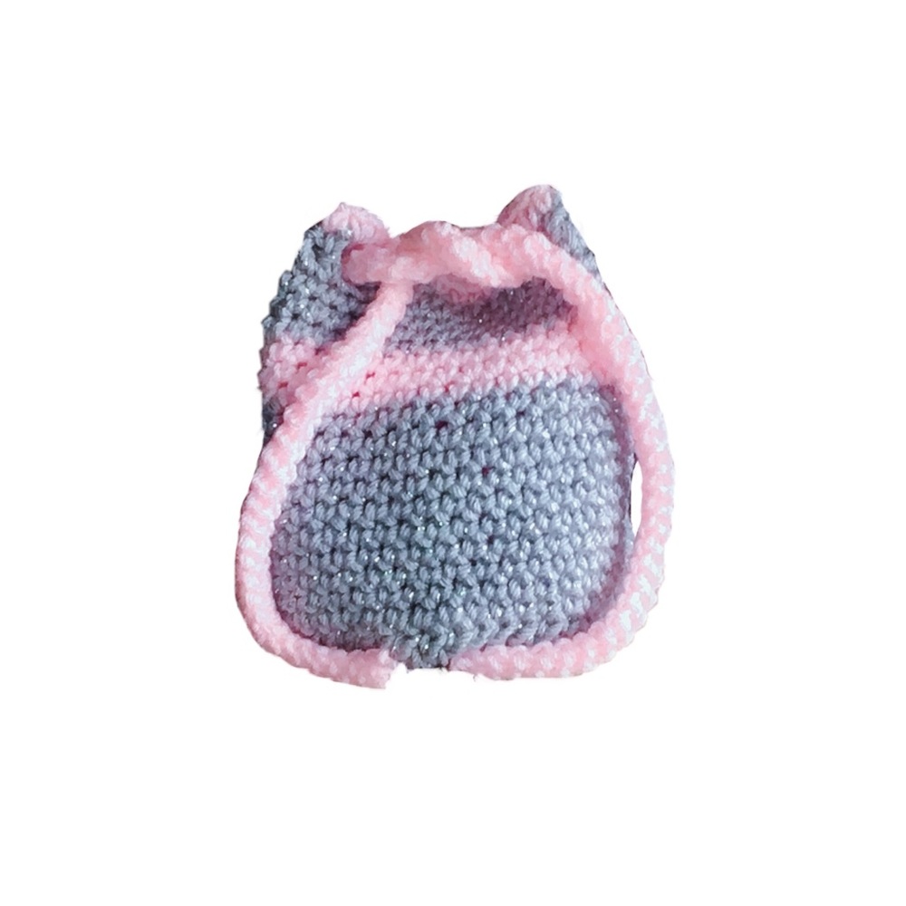 Silver and Pink Drawstring Bag